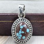 Egyptian Turquoise 1" 925 Sterling Silver Pendant (REXT89-279)