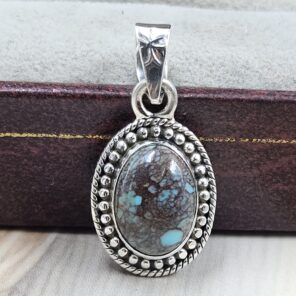 Egyptian Turquoise 1" 925 Sterling Silver Pendant (REXT89-295)
