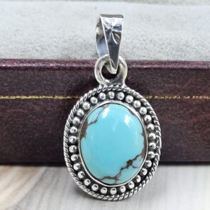 Egyptian Turquoise 1" 925 Sterling Silver Pendant (REXT89-289)