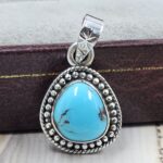 Egyptian Turquoise 1" 925 Sterling Silver Pendant (REXT89-298)