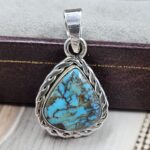 Egyptian Turquoise 1" 925 Sterling Silver Pendant (REXT89-257)