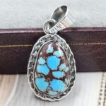 Egyptian Turquoise 1" 925 Sterling Silver Pendant (REXT89-256)