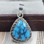 Egyptian Turquoise 1" 925 Sterling Silver Pendant (REXT89-258)