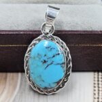 Egyptian Turquoise 1" 925 Sterling Silver Pendant (REXT89-261)