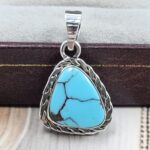 Egyptian Turquoise 1" 925 Sterling Silver Pendant (REXT89-272)