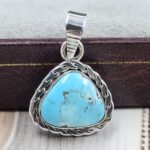 Egyptian Turquoise 1" 925 Sterling Silver Pendant (REXT89-254)