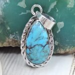 Egyptian Turquoise 1" 925 Sterling Silver Pendant (REXT89-269)