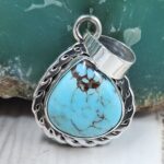 Egyptian Turquoise 1" 925 Sterling Silver Pendant (REXT89-262)