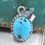 Egyptian Turquoise 1" 925 Sterling Silver Pendant (REXT89-434)