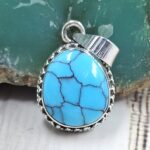 Egyptian Turquoise 1" 925 Sterling Silver Pendant (REXT89-440)
