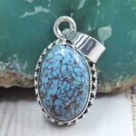 Egyptian Turquoise 1" 925 Sterling Silver Pendant (REXT89-420)