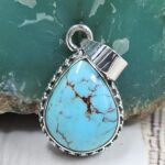Egyptian Turquoise 1" 925 Sterling Silver Pendant (REXT89-425)
