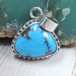 Egyptian Turquoise 1" 925 Sterling Silver Pendant (REXT89-423)