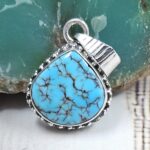 Egyptian Turquoise 1" 925 Sterling Silver Pendant (REXT89-428)