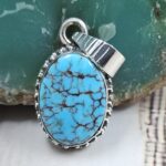 Egyptian Turquoise 1" 925 Sterling Silver Pendant (REXT89-427)