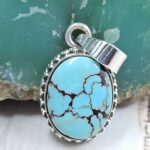 Egyptian Turquoise 1" 925 Sterling Silver Pendant (REXT89-431)