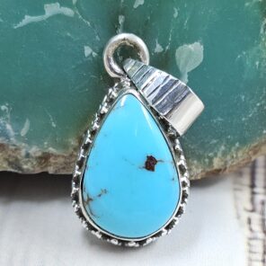 Egyptian Turquoise 1" 925 Sterling Silver Pendant (REXT89-424)