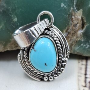 Egyptian Turquoise 1" 925 Sterling Silver Pendant (REXT89-365)