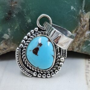 Egyptian Turquoise 1" 925 Sterling Silver Pendant (REXT89-358)
