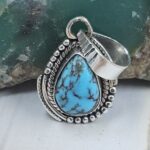 Egyptian Turquoise 1" 925 Sterling Silver Pendant (REXT89-366)