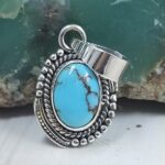 Egyptian Turquoise 1" 925 Sterling Silver Pendant (REXT89-362)