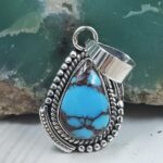 Egyptian Turquoise 1" 925 Sterling Silver Pendant (REXT89-361)