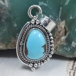 Egyptian Turquoise 1" 925 Sterling Silver Pendant (REXT89-313)