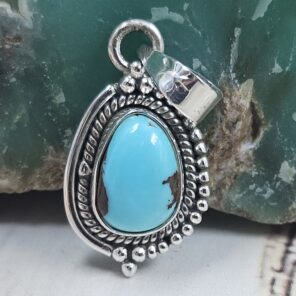 Egyptian Turquoise 1" 925 Sterling Silver Pendant (REXT89-313)
