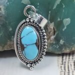 Egyptian Turquoise 1" 925 Sterling Silver Pendant (REXT89-307)
