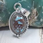 Egyptian Turquoise 1" 925 Sterling Silver Pendant (REXT89-315)