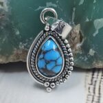 Egyptian Turquoise 1" 925 Sterling Silver Pendant (REXT89-300)