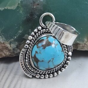 Egyptian Turquoise 1" 925 Sterling Silver Pendant (REXT89-355)