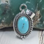 Egyptian Turquoise 1" 925 Sterling Silver Pendant (REXT89-311)