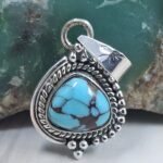 Egyptian Turquoise 1" 925 Sterling Silver Pendant (REXT89-303)