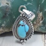 Egyptian Turquoise 1" 925 Sterling Silver Pendant (REXT89-314)