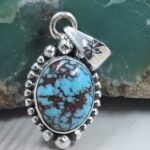 Egyptian Turquoise 1" 925 Sterling Silver Pendant (REXT89-331)