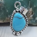 Egyptian Turquoise 1" 925 Sterling Silver Pendant (REXT89-334)