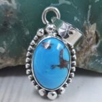 Egyptian Turquoise 1" 925 Sterling Silver Pendant (REXT89-339)