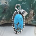 Egyptian Turquoise 1" 925 Sterling Silver Pendant (REXT89-338)
