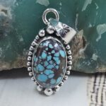 Egyptian Turquoise 1" 925 Sterling Silver Pendant (REXT89-317)