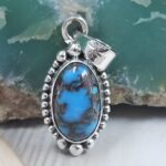 Egyptian Turquoise 1" 925 Sterling Silver Pendant (REXT89-322)