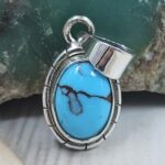 Egyptian Turquoise 1" 925 Sterling Silver Pendant (REXT89-385)