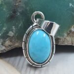 Egyptian Turquoise 1" 925 Sterling Silver Pendant (REXT89-392)