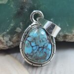Egyptian Turquoise 1" 925 Sterling Silver Pendant (REXT89-379)