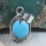 Egyptian Turquoise 1" 925 Sterling Silver Pendant (REXT89-383)