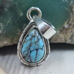 Egyptian Turquoise 1" 925 Sterling Silver Pendant (REXT89-390)