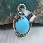 Egyptian Turquoise 1" 925 Sterling Silver Pendant (REXT89-387)