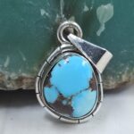 Egyptian Turquoise 1" 925 Sterling Silver Pendant (REXT89-376)