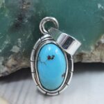 Egyptian Turquoise 1" 925 Sterling Silver Pendant (REXT89-380)