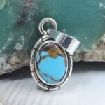 Egyptian Turquoise 1" 925 Sterling Silver Pendant (REXT89-377)